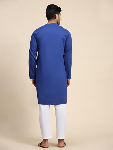 Image of Men's Pure Cotton Solid Kurta Pajama Set Round Neck Casual Yoga Dress