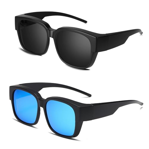 2pcs Over Glasses Sunglasses for Women and Men, Polarized Fit Over Sunglasses Over Glasses with UV Protection