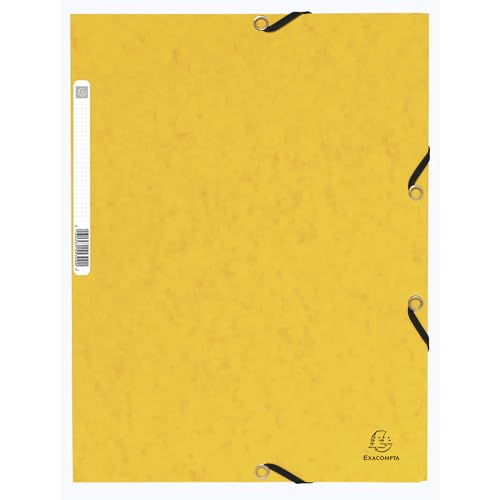 Exacompta 55309E 10er Pack Einschlagmappe. Aus extra starkem Colorspan-Karton DIN A4 mit 3 Klappen und Gummizügen gelb Sammelmappe Dokumentenmappe ideal für Büro und Schule