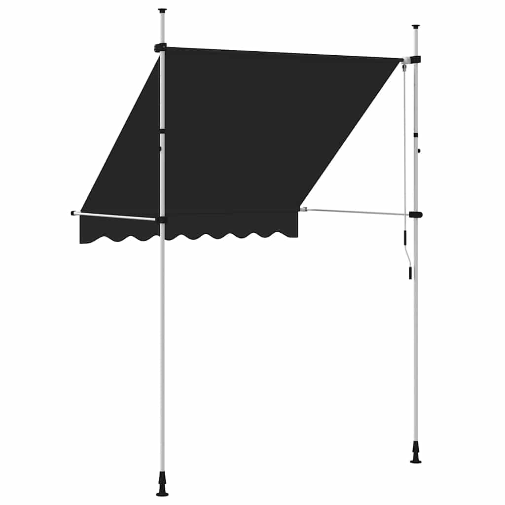 Generic Ręczny Baldachim Tarasowy w Paski ze stalową ramą (200 cm Biała rama)