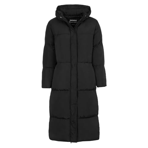 Spindle Womens Maxi Long Hooded Puffer Quilted Parka Coat Extra Long | Ladies Full Length Winter Jacket with Hood Black Padded 10