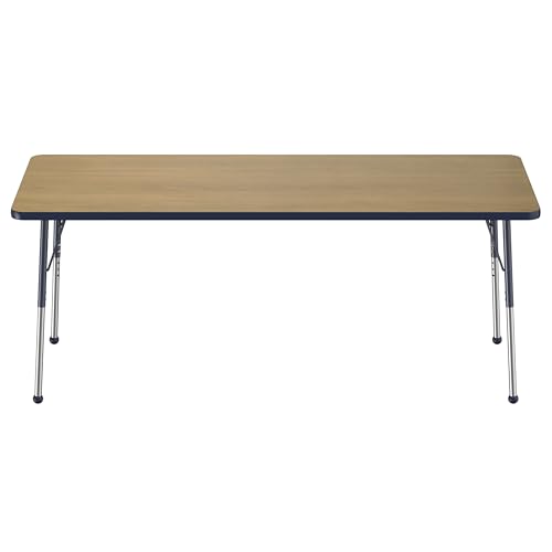 FDP 30" x 72" Rectangle Table with Ball Glide Legs - Pasadena Oak/Navy