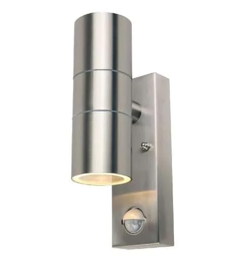 Power Master S8163 IP44 Outdoor Twin PIR Light - Stainless Steel, IP44, 240V