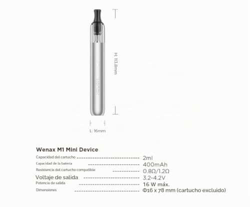 Miniatura 2 de Geekvape Wenax M1 Mini Fit 0.8ohm Pod Cartuccia Wenax M1 - Sigaretta Elettronica Mtl - Batería Vape 400mah - Sin Nicotina