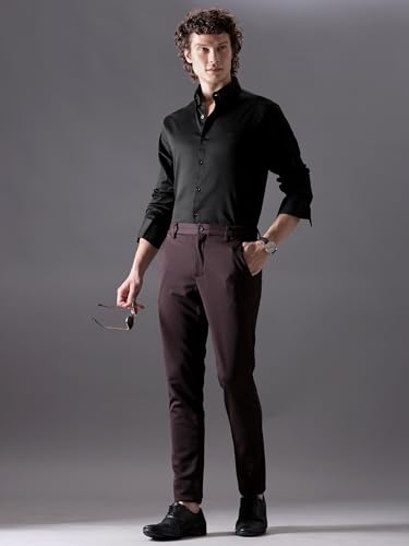 Image of BEYOUNG Regular Fit Formal Satin Shirt for Men | Full Sleeves | Men's Stylish Satin Silk Shirt | Formal Shirt | Buttondown Collar | Satin Solid Shirt for Men