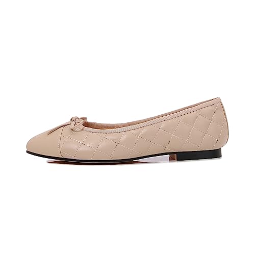 Image of Women's Cap Toe Ballet Flats Two Tone Bow Flats Round Toe Shoes for Women Slip on Casual, Work, Dress Flats Pumps for Women
