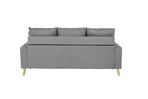 Divano Roma Furniture Middle Century Modern Linen Fabric Small Space Sectional Sofa with Reversible Chaise (Light Grey) - Thumbnail 6