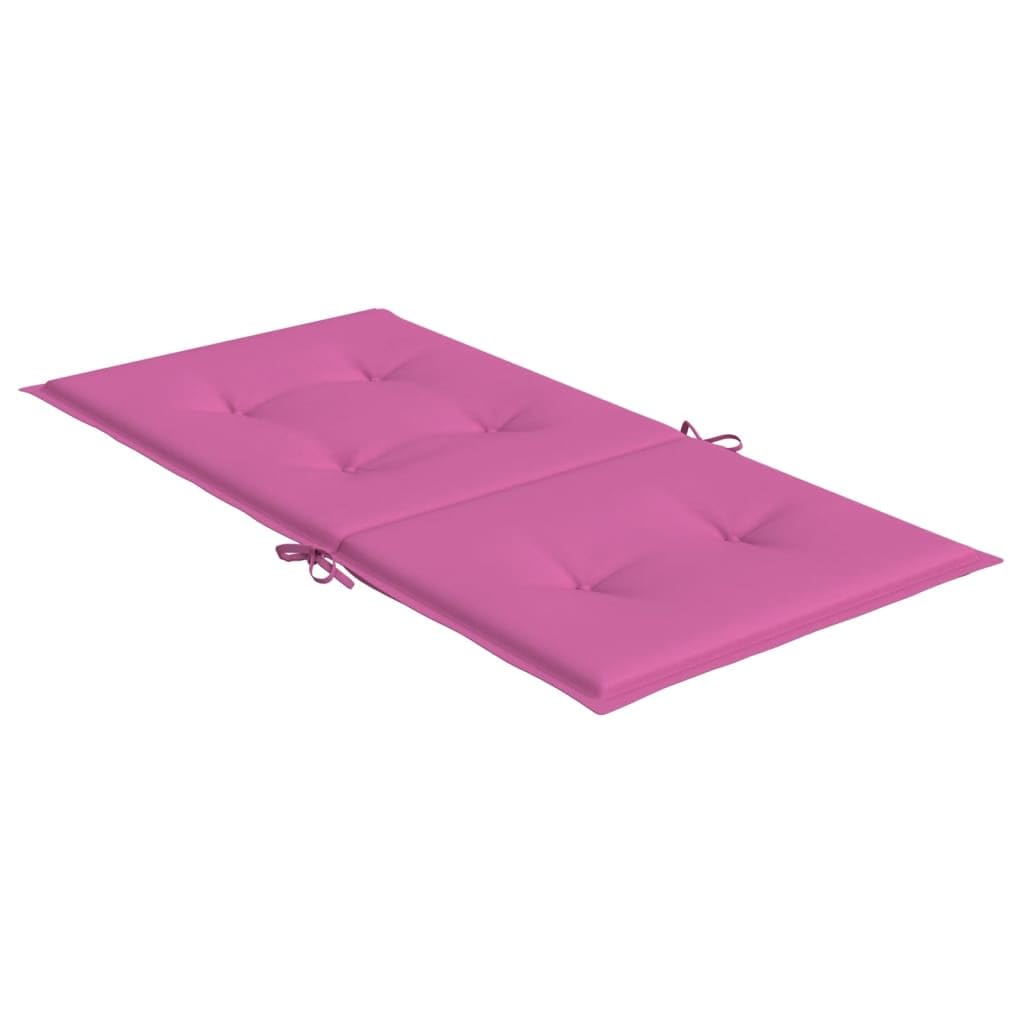 Set di 2 cuscini per sedia a schienale basso, 100 x 50 x 4 cm, in 100% poliestere, con fibra di schiuma, antiscivolo, per sedie da giardino, balcone e terrazza, colore rosa