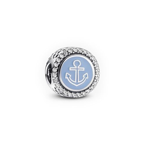 Pandora Moments Charm Home & Anchor aus Sterling Silber mit Zirkonia, Kompatibel Moments Armbändern, 792016CZ_E038