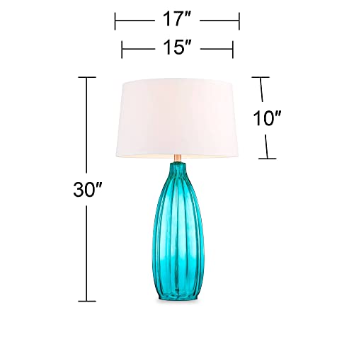 Lámparas de Mesa de Cristal Azul Fluted Set x2 30" Altura miniatura 4