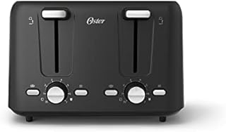 Oster 4 Slice Toaster with custom bagel & reheat settings, Black