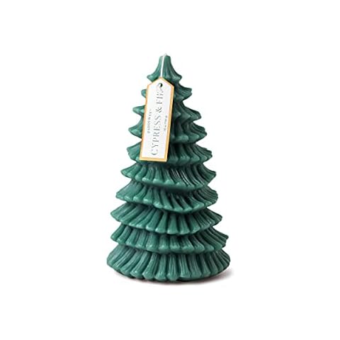 Paddywax Cypress & Fir Holiday Collection Scented Candle, 5" x 8" Tall, Tree-Shaped Cover