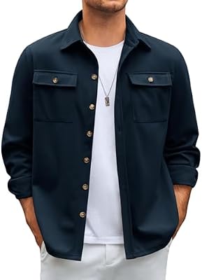 Runcati Men's Shirt Jacket – Button Down Shacket, Lightweight Thermal Shirt