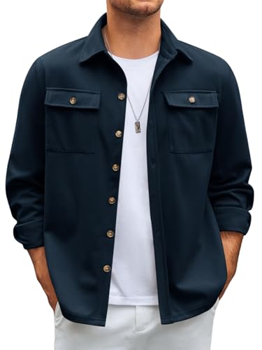 Runcati Men's Shirt Jacket – Button Down Shacket, Lightweight Thermal Shirt