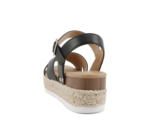 Image of Soda inchFIRELY inch ~ Women Round Toe Crisscross Band Platform Espadrille Wedge Sandal with Adjustable Ankle Strap