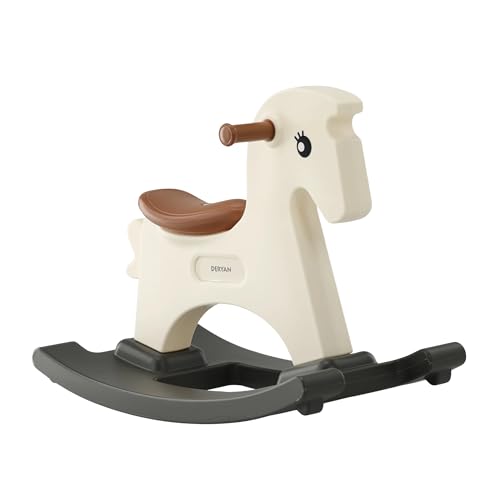 DERYAN Mellow - Columpio para niños – Caballo balancín suave – Antideslizante – A partir de 12 meses – Color crema