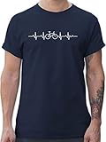 Fahrzeuge Fahrrad Bagger und Co. - Herzschlag Fahrrad - XXL - Navy Blau - ausgefallene Geschenke Biker - L190 - Tshirt Herren und Männer T-Shirts
