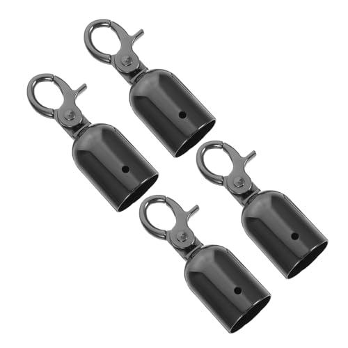 LOORGVEL Lot de 4 Embouts de Corde en Alliage de Zinc 28 MM Diamètre Crochet Robuste Finition Noir Brillant Butée de Corde pour Poteaux de Garde-Corps Usage Intérieur et Extérieur