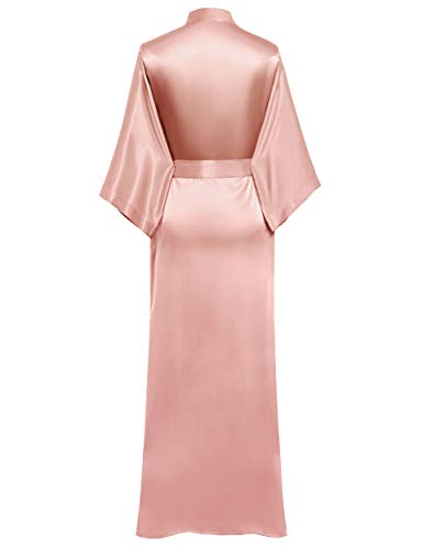 Image of PRODESIGN Satin Kimono Robe Women Long Silky Kimono Bathrobe Sleepwear Wedding Bridesmaid Robe