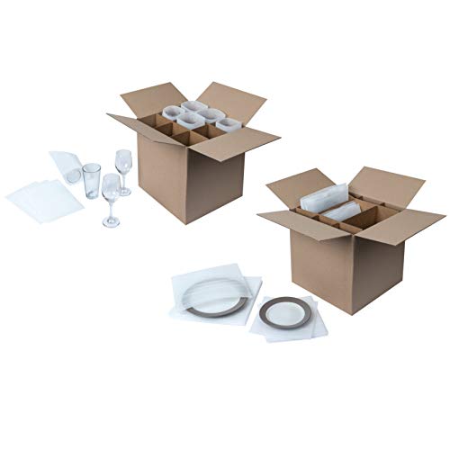 Duck Brand Dish & Glass Kits Corrugated Dividers & Foam Pouches [Outer Box Not Included]: glass kit (Brown and White) - Thumbnail 2