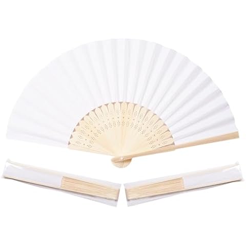 Sepwedd 50pcs White Paper Hand Fan Cover