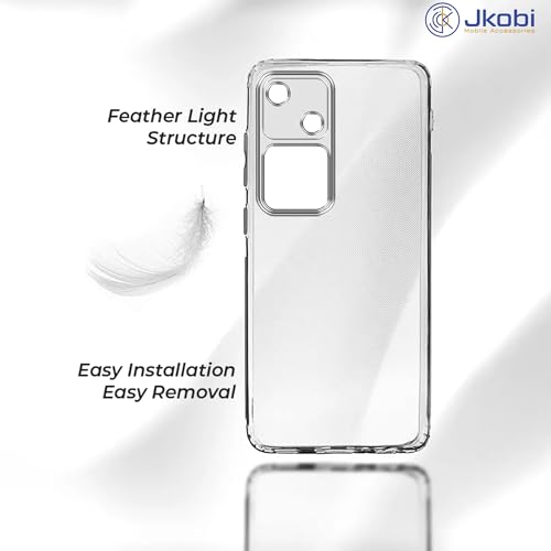 Image of Jkobi Back Cover for Vivo V30 5G (Silicone Clear Shockproof Case with Camera Protection | Soft and Flexible | Transparent)
