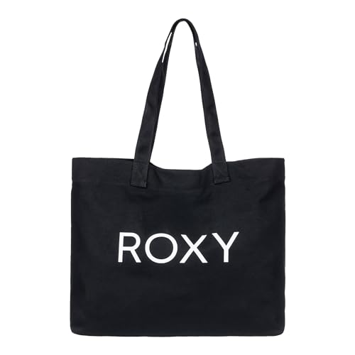 Roxy Large Capacity Lightweight Causal Cotton Canvas Beach Tote Bag, Go For it - Anthracite