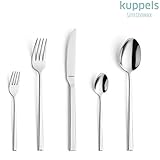 KEYFACTS: 6 x Gabel, 6 x Löffel, 6 x Messer, 6x Kaffee-Löffel & 6 x Kuchengabel. Geradlinige Form, Material: 18/10 Edelstahl. Das Essbesteck ist geeignet für die Spülmaschine.