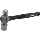 Titan 63024 32oz Ball Pein Hammer, Forged Steel Head, 14.5' Shock Absorbing Fiberglass Handle with Textured Rubber Grip
