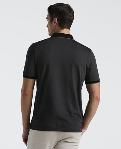 Perry Ellis Men's Cotton Black Jaquard Short Sleeve Polo2