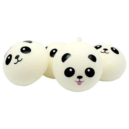 4 Pack Steamed Bun Squishy Toy Plastic Material Slow Rebound Panda Expression Stress Relief Toy Random Color