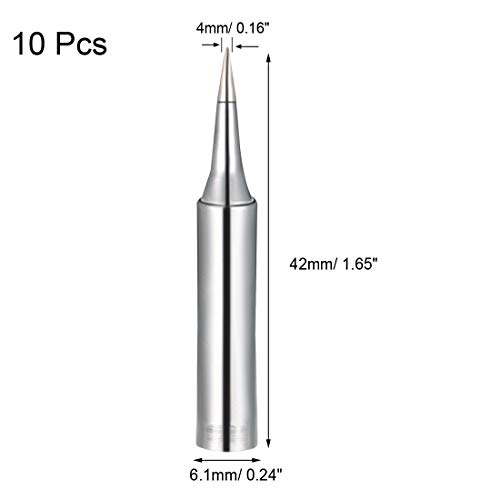 Image of uxcell Soldering Iron Tips 4mm x 6.1mm Tip Edge Replacement for Solder Station Tip 900M-T-I Silver 10pcs