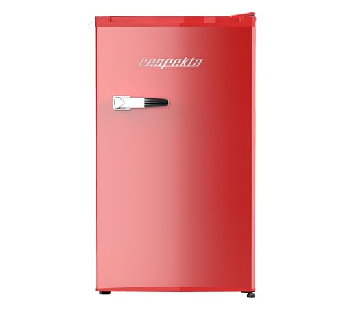 Respekta Retro-Kühlschrank / 92 L Kühlvolumen/Kaltlagerzone/höhenverstellbare Füße/seitlicher Flaschenöffner/Aluminiumgriff/E/Rot / KG83R-52