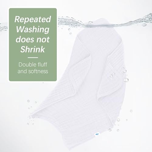 Image of SWEET DOLPHIN Muslin Baby Bath Towels Blanket - 2 Pack 100% Cotton Towel for Babies, Infants, Toddlers - 40x40Inch - Highly Absorbent, White