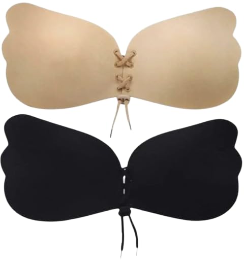 Strapless Sticky Bra Invisible Backless Stick on Bra Push up Lift Bras for Women Dress Reusable Silicone Nipple Covers Size 30-32/ B