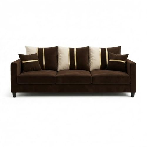 Image of Jester Plush Comfort Sofa | 3 Seater | Luxury Velvet Suede Fabric | Modern Living Room Sofa | Dark Brown