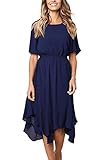 Alaster Queen Women’s Chiffon Short Sleeve Casual Midi Dress Empire Waist Irregular Hem Summer Dress