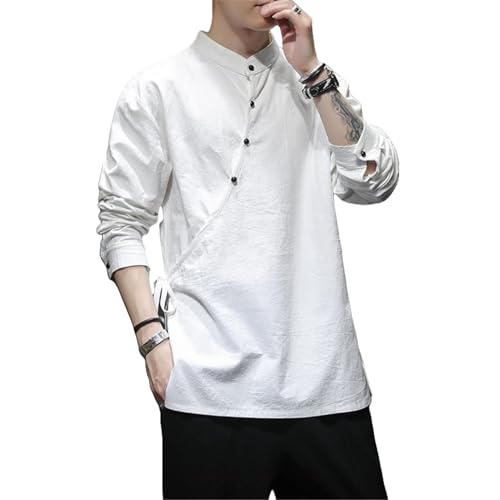 Disfraz de Tang estilo chino para hombre de algodón lino retro étnico de manga larga