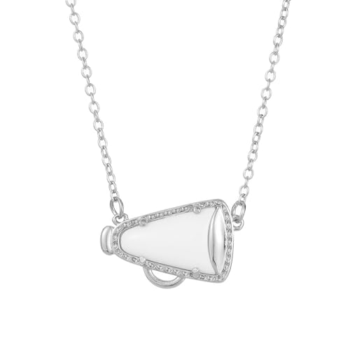 Cheerleader Necklace White Triangle Pendant Necklace, Gold Chain, Crystal Accents, Cheerleader Style, Fashion Jewelry