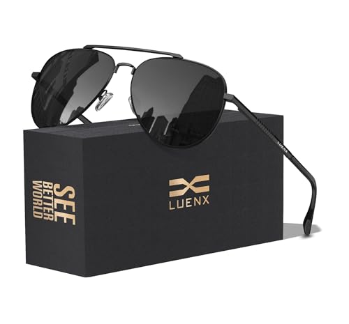 LUENX Aviator Sunglasses for Men Women Polarized Driving Classic Shades - UV 400 Protection with Accessories 60MM