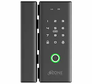 Ozone RFID and Fingerprint Glass Door Lock with Remote and Mobile Application, Passage Mode | Anti-Theft Password | Automatic Locking | Smart Freeze (for Glass to Wall Lock)