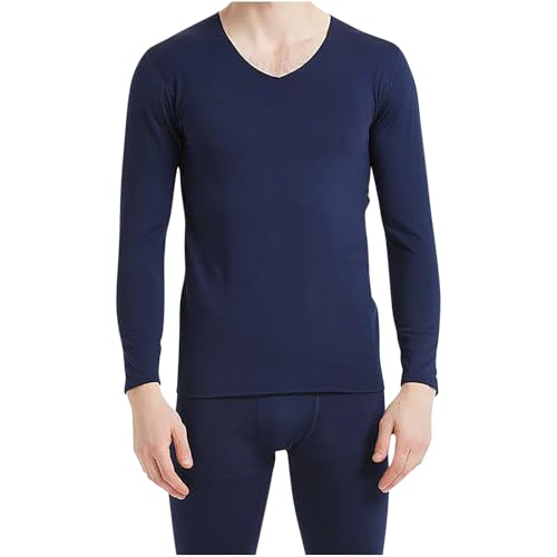 Cambkatl Men's Pajama Sets Long Sleeve Thermal Underwear Long Johns Base Layer V Neck Top & Bottom Sets