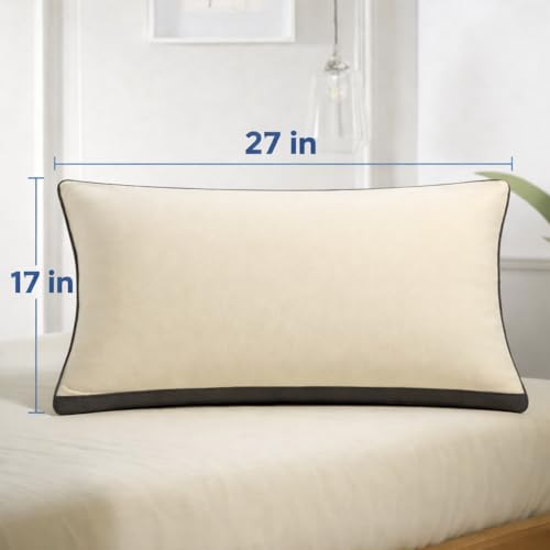 Image of Premium Set of 2 Gusset Pillow for Sleeping | 3D Virgin Microfiber Fiber Filled | Soft Luxury 17x27 Inch Bed Pillow with Neck Support | Grey