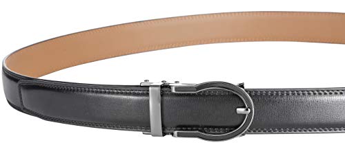 Marino Mens Genuine Leather Ratchet Dress Belt With Open Linxx Buckle - Arch - Deep Charcoal - Adjustable From 28" To 44" Waist #TOP2