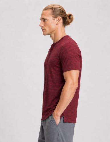 3 Pack Men's Dry Fit Henley Short Sleeve | Collarless Golf Shirts, Modern Layered Placket, Moisture Wicking, 4-Way Stretch, Regular Fit, for Work, Casual Wear miniatura 4