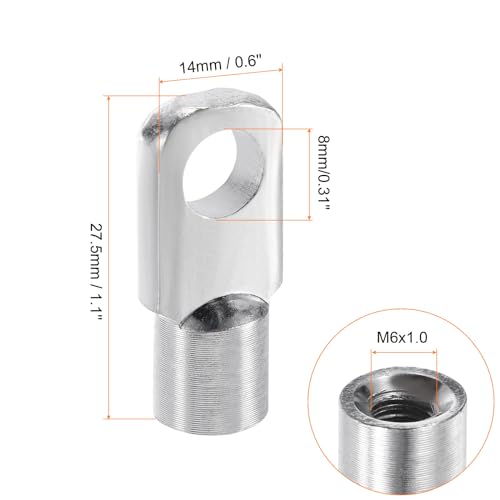 QUARKZMAN Gasdruckfeder Stütze M6 Gelenkverbinder weibliches Gewinde Stahl Silberfarben, 6 Stück
