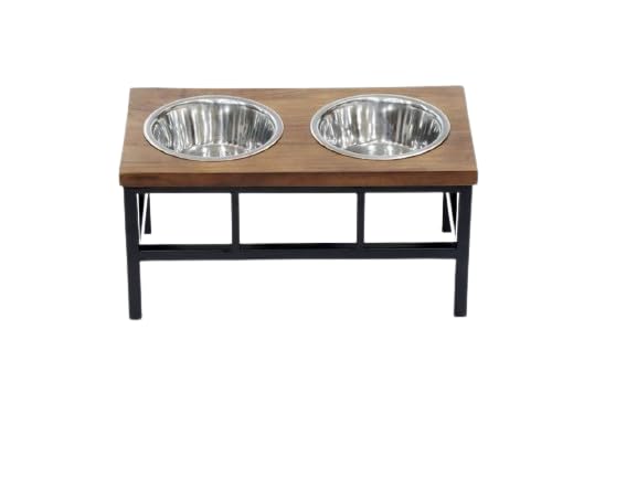 MAGIC PET STORE Acacia Wooden Top Feeder Pet Dinner with Stainless Steel Pet Bowl | Double Feeding Bowl Diner with Elevated Stand for Providing Food and Water to Beloved Large Breed Dog (11006) (B0CWLW3M2J) Amazon Price History, Amazon Price Tracker