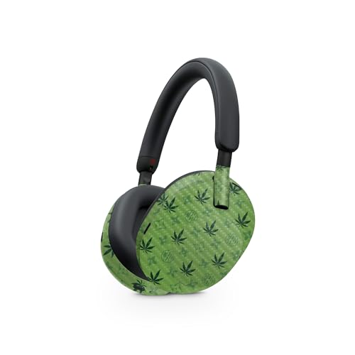 Image of MightySkins Carbon Fiber Skin Compatible with Sony WH-1000XM5 Headphones - CBD Green | Protective, Durable Textured Carbon Fiber Finish | Easy to Apply, Remove, and Change Style