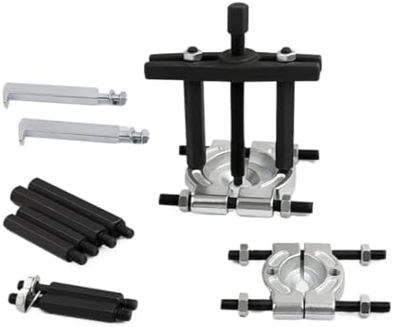 14-Piece Adjustable Bearing Puller Set - Mechanical Double Disc Separator & Gearbox Remover Tool Kit with Storage Box for Easy Organization and Use