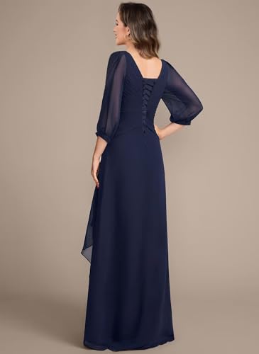 Loyeloy Women's Chiffon Long Sleeves Mother of The Bride Dresses 2025 Ruffled V Neck Aline Maxi Formal Evening Gowns4